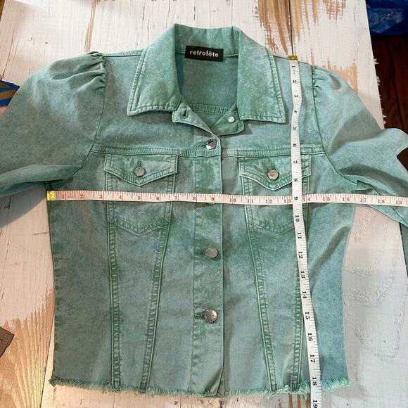 Retrofete Rissa Raw Hem Distressed Casual Jacket Size Small Mojito - Picture 7 of 13